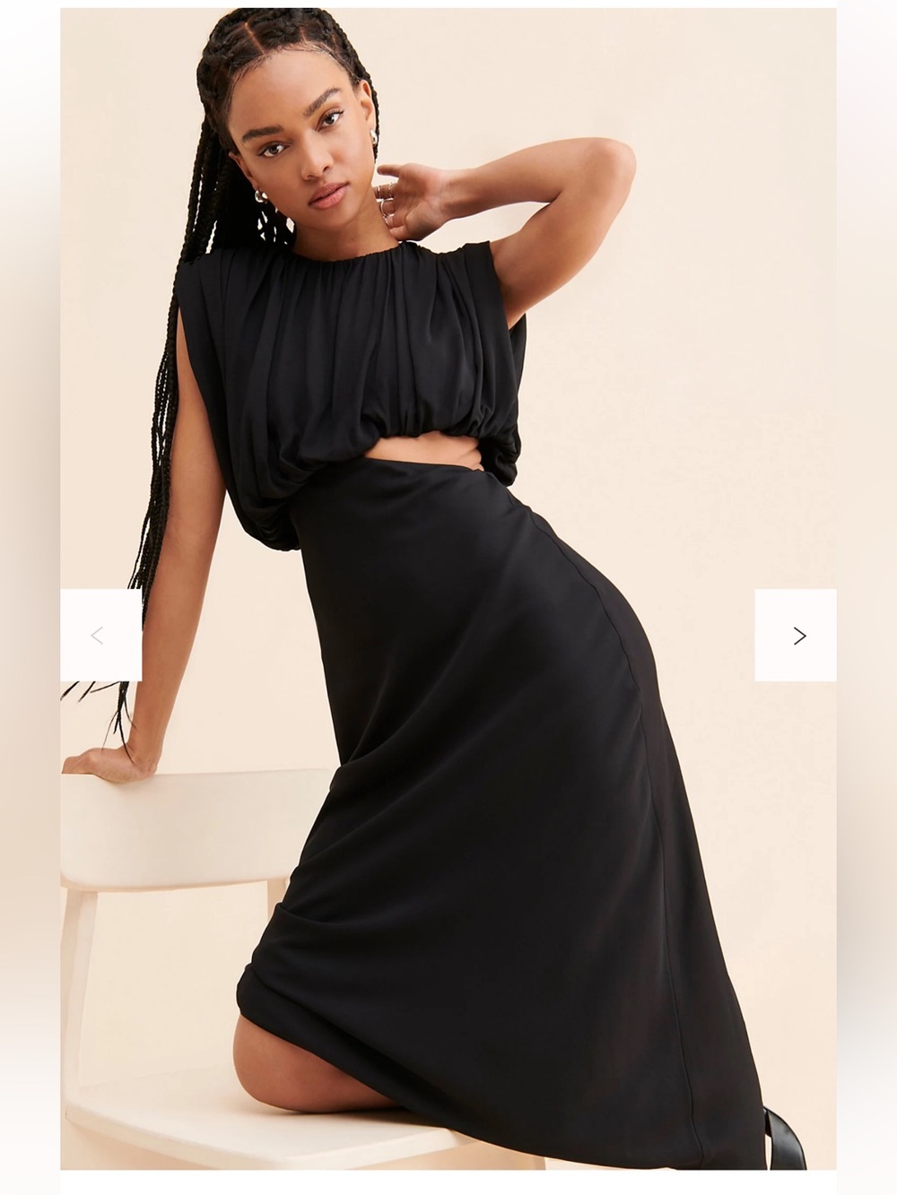 Free People X Third Form Overflow Drape Midi Dress Black Size 8 NWT